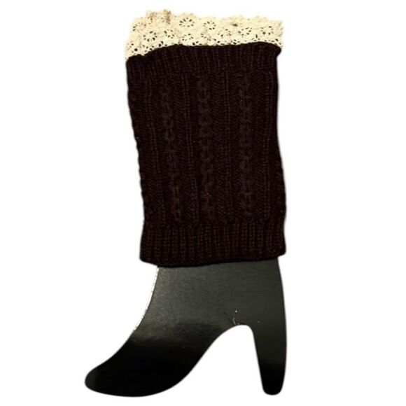 NWT boot cuff leg warmers purple with ecru lace trim other colors listed - Picture 1 of 6